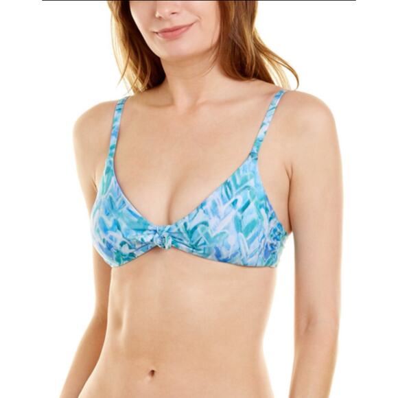 Splendid Graffiti Heart RSC Tie Front Bralete Bikini Top in Blue, Large - Picture 4 of 15